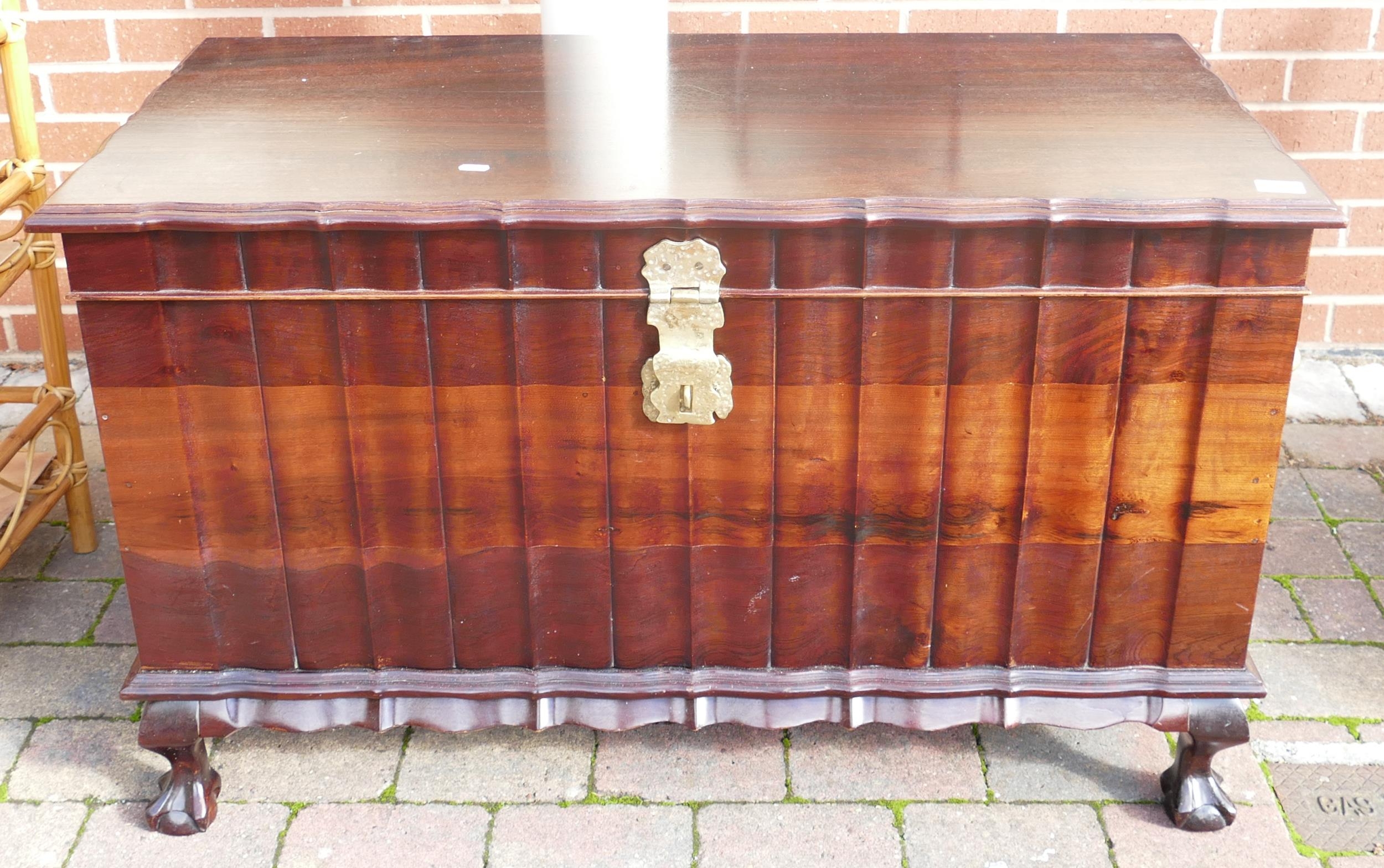 South African Hard Wood Carved Blanket Box on ball & Claw Feet with heavy brass fittings