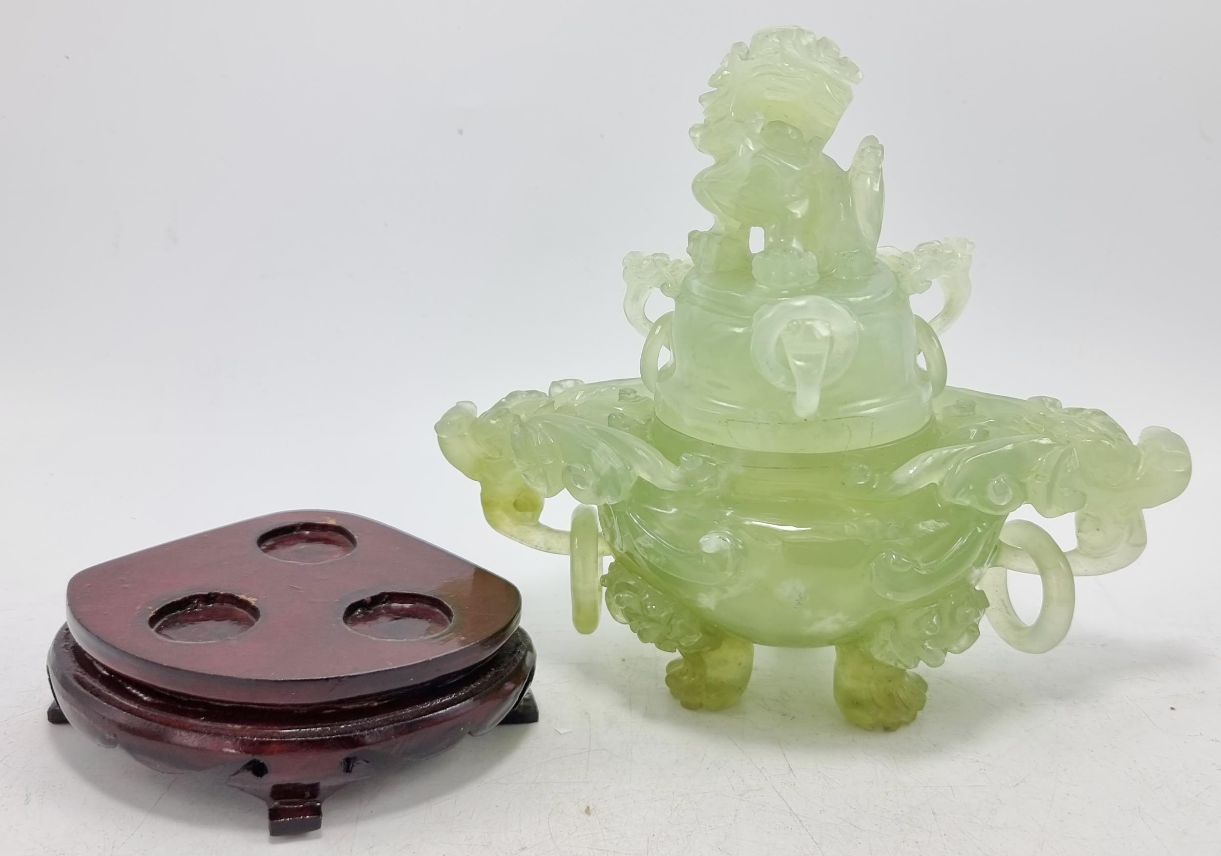 20th Century Chinese Carved Jade Kora, height 19cm - Image 2 of 3