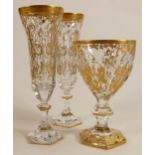 De Lamerie Fine crystal heavily gilded Champagne Flutes, specially made high end quality item,