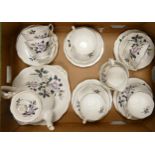 Royal Albert Queens Messenger patterned tea set , 22 piece , milk jug cracked