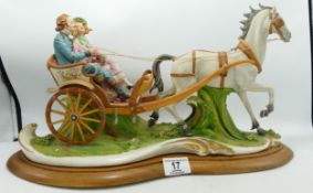 Large Capodimonte Figure Group of Trotting Horse & Carriage , length 46cm