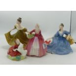 Royal Doulton Lady Figures Janet Hn1537, Lynne Hn2329, Home Again HN2167 & Elyse Hn2429(4)