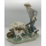 Lladro Ortolan In Trouble Boy Dog Wheelbarrow Figure, height 21cm