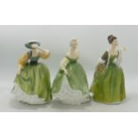 Royal Doulton lady figures Buttercup HN2309, Fairlady HN2183, Fleur HN2368. All seconds (3)