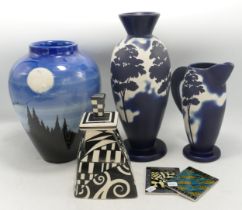 A collection of Moorland Pottery Collectors Club, Trial, Chris Harris Signed Vases, Jugs & Lidded