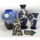 A collection of Moorland Pottery Collectors Club, Trial, Chris Harris Signed Vases, Jugs & Lidded