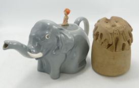 Colclough Novelty Pottery Teapot & Studio Pottery Lion Theme Moneybox, tallest 12cm(2)