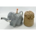 Colclough Novelty Pottery Teapot & Studio Pottery Lion Theme Moneybox, tallest 12cm(2)