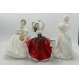 Royal Doulton Lady Figures A Winter Morn, Jessica Hn3169 & Karen Hn2388(3)