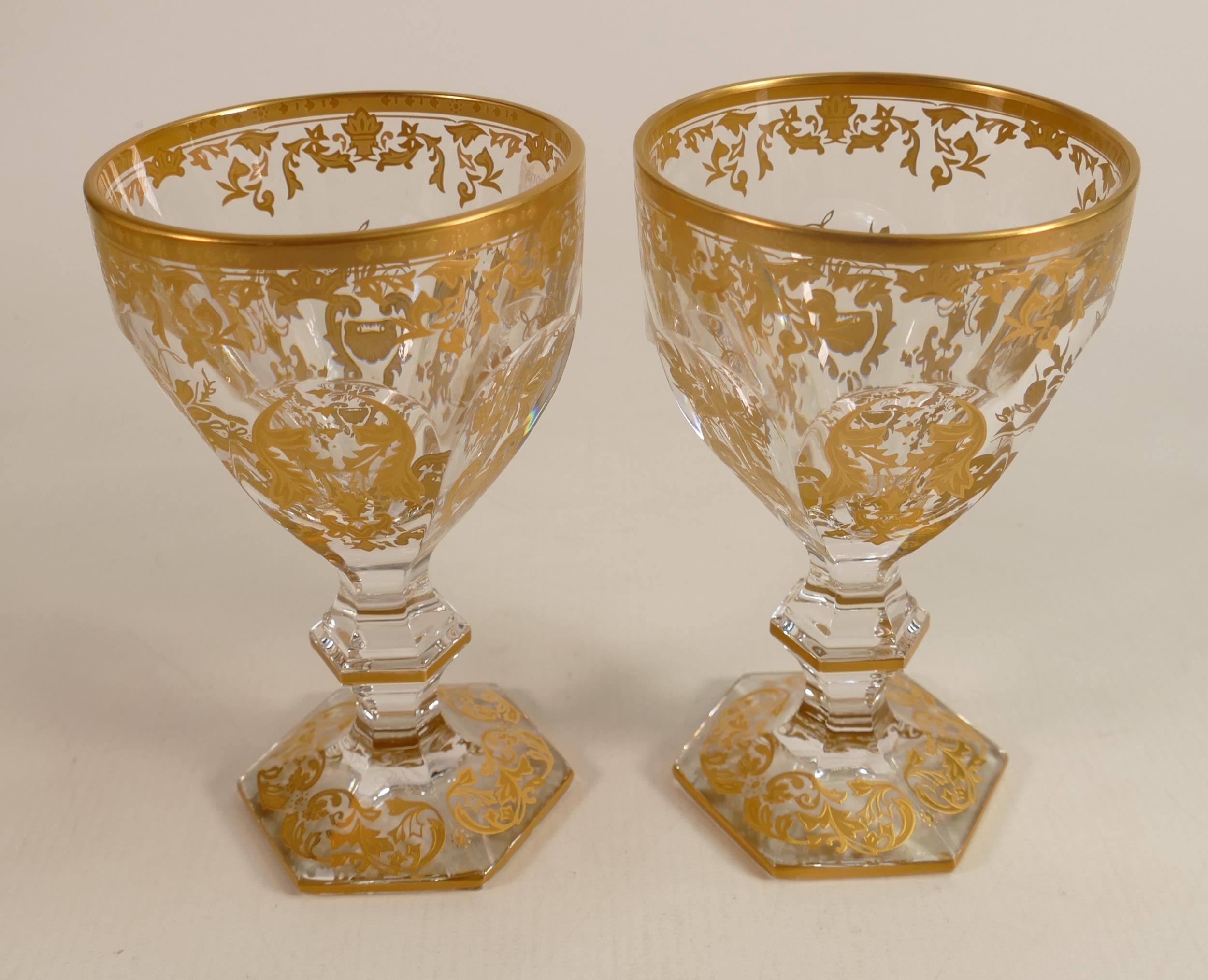 De Lamerie Fine crystal heavily gilded glass goblets, specially made high end quality item, height - Image 3 of 3