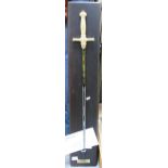 Mounted French replica sword entitled The Sword of Napoleon, mount size 102 x 18cm