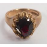 9ct gold gentlemans dress ring set with oval brown stone, stone cracked, size U,10.2g.