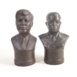 Two Wedgwood black basalt busts of American Presidents Dwight D Eisenhower and John F Kennedy