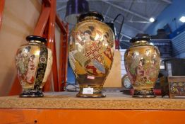 Set of oriental vases and a cloisonné box