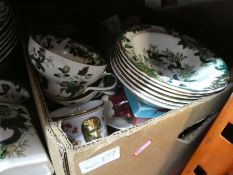 Four boxes of sundry including Mason's Chartreuse and Royal Worcester 'Evesham' dinnerware