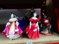 Four Royal Doulton figures and one other