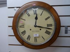 An old round mahogany wall clock with painted dial bearing the name of Seth Thomas, dial 12"