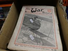 A box of Ordnance Survey maps and War Illustrated magazines