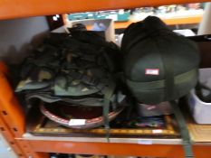 Modern Military chest webbing, sleeping bag, compasses, butterfly tray, etc