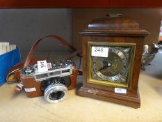 An Elliott mantle clock and a Yashica vintage camera