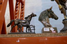 Various horse figurines and sundry