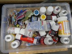 A tray of Marbling paints, a filing chest and sundry
