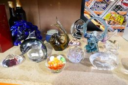 Various paperweights, and other glassware