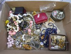 Box of mixed costume jewellery including silver gatelink bracelet earrings, necklaces, etc