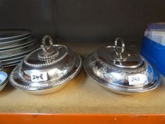 Two oval silver plated entrée dishes