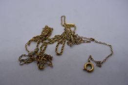 Two unmarked yellow metal neckchain, AF, unmarked, 3.8g approx