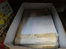 A small carton of antique share certificates etc