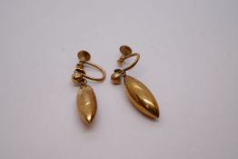 Pair of 9ct yellow gold screw on earrings, marked 9ct
