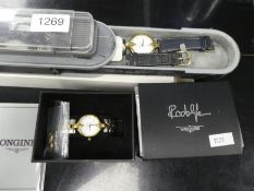 Ladies and Gent's 'Longines' Rodolphe wristwatches and vintage Bulova Quartz example