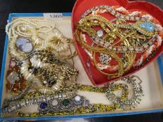 Two trays of good quality costume jewellery, including Coral necklace, wristwatch, etc