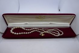 Vintage single strand of Pearls, with 9ct yellow gold ball clasp, marked 375, 53cm