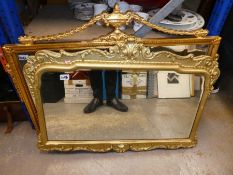 Two gilt framed over mantle mirrors