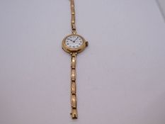 A ladies 9ct vintage watch possibly dating from the 1930s, bracelet also stamped indicating 9ct, win