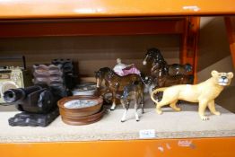 Collection of mixed collectables, including Beswick Horses and also a Beswick Lion