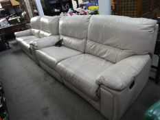 A pair of modern leather reclining settees