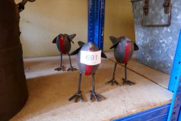 Three x tinplate robins