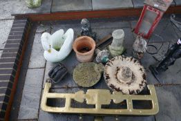 A Victorian brass and iron tender, and sundry items