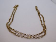 9ct yellow gold belcher chain, with secondary safety chain, marked 375, 70cm, 7.7g approx