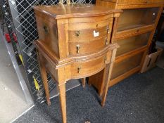An early 20th Century, Oak canteen of cutlery having three drawers with separate matching table, 57c