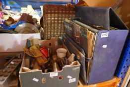 Box of mixed collectables and Chemist's items, measures and case records