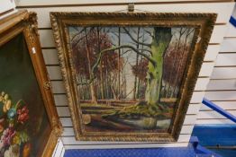 A mid 20th century oil of wooded scene by A.T. Spence, 60.5 x 76.5cm
