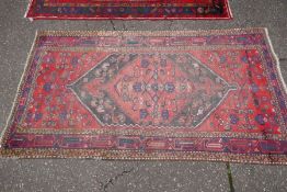 Caucasian red brown rug having central motif 233 x 129cm