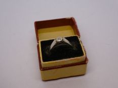 9ct white gold engagement ring, with illusion set diamond, size O, 1.8g approx
