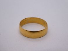22ct yellow gold wedding band, marked 22, size N, 3.1g approx