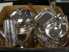 A small tray of silver plated items