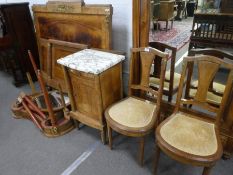 A French burr walnut & mahogany bedstead having gilt metal mounts with matching dressing table, beds